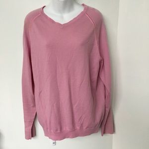 Ian Poulter Design Sweater V Neck Pullover Size M Pink 100% Merino Wool